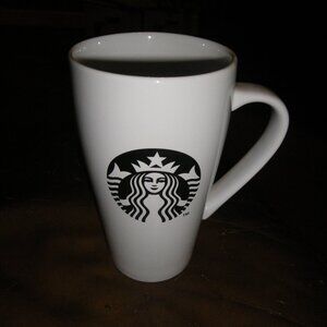 2014 Starbucks Coffee Mug Cup 18oz White Ceramic Tall Siren Black Logo
